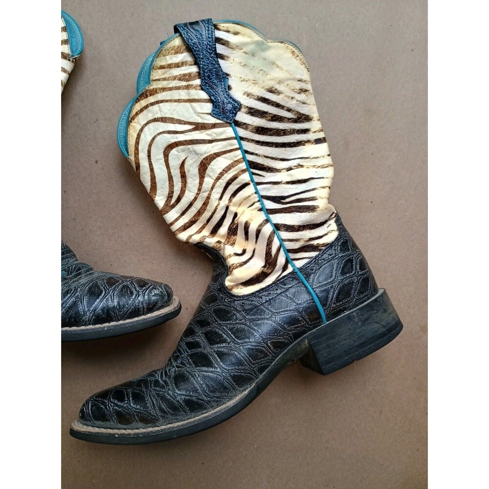 Ariat Womens Zebra Print Western Square Toe Boot Sz 8 B Cowgirl Animal Print - Picture 2 of 11